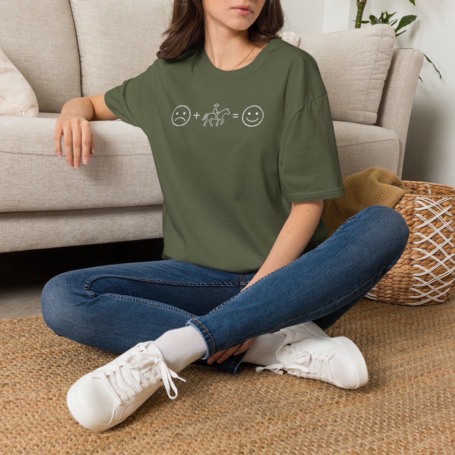 Horse Therapy T-Shirt — Sad + Horse = Happy Graphic Tee