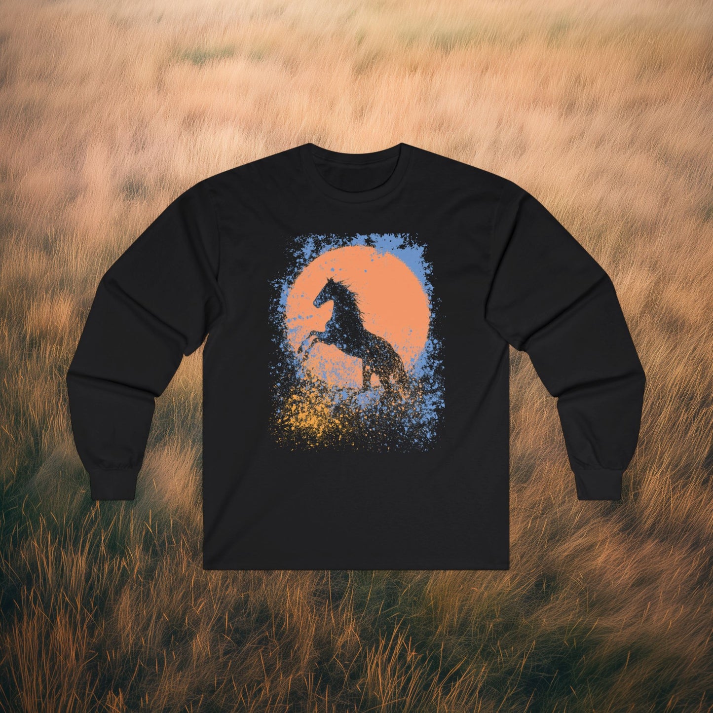 Horse Silhouette Splash - Long Sleeve Tee