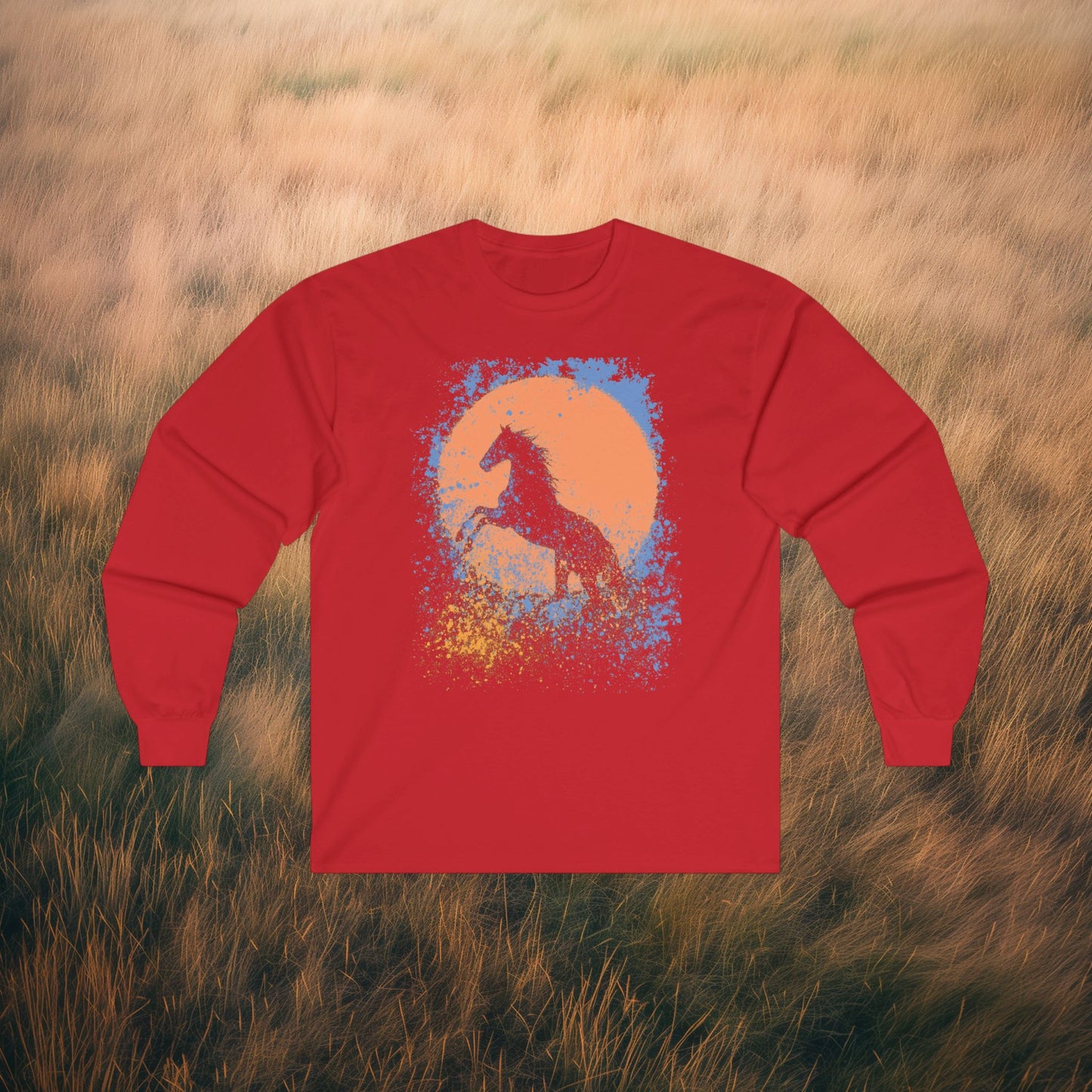 Horse Silhouette Splash - Long Sleeve Tee