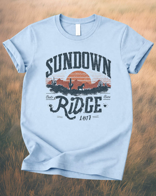 Sundown Ridge — Vintage Sunset Graphic T-Shirt