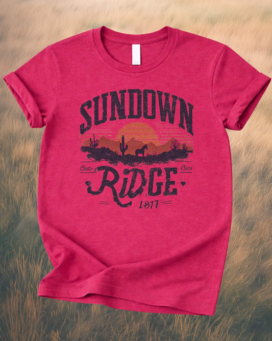 Sundown Ridge — Vintage Sunset Graphic T-Shirt