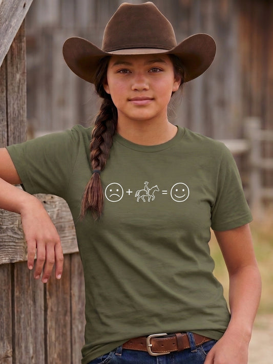 Horse Therapy T-Shirt — Sad + Horse = Happy Graphic Tee
